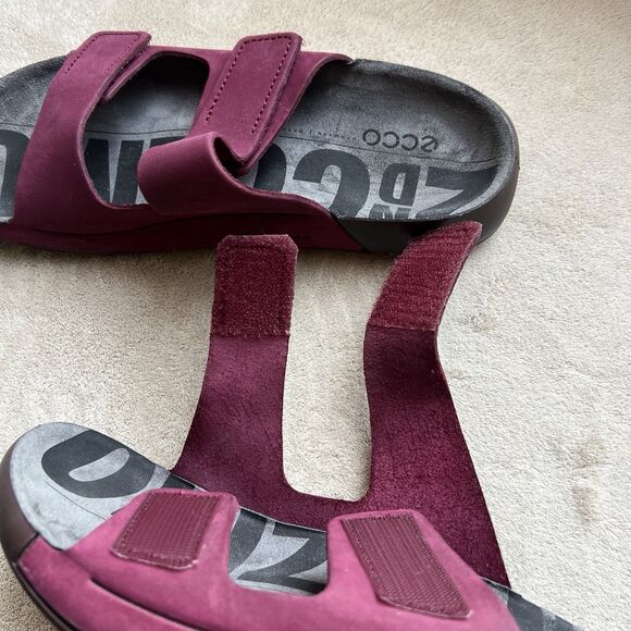 ECCO 2ND Cozmo Morillo Burgundy 2 Band Slide Flat Sandals Women EU 38 US 7-7.5 - Picture 4 of 16